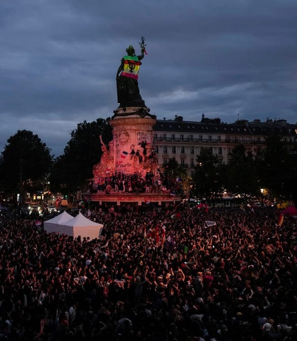 Thick crowds gathered at the Place de la République in Paris in a protest against the far right.
